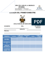 Examen Primer Bimestre 3er Grado