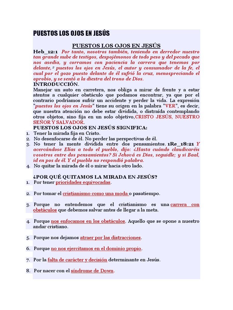 Puestos Los Ojos En Jesús Pdf Cristo Título Pecado
