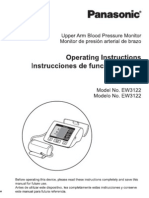 Panasonic EW3122 Upper Arm Blood Pressure Monitor Operating Instructions