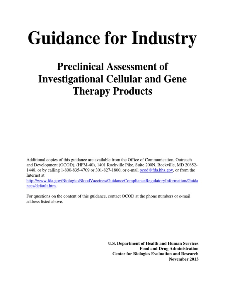 Preclinical Guidance for Gene Therapy | PDF | Pre Clinical Development ...