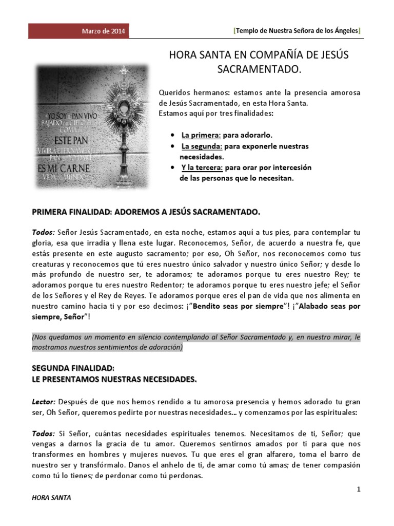 Hora Santa en Compañía de Jesús Sacramentado | PDF | María, madre de ...
