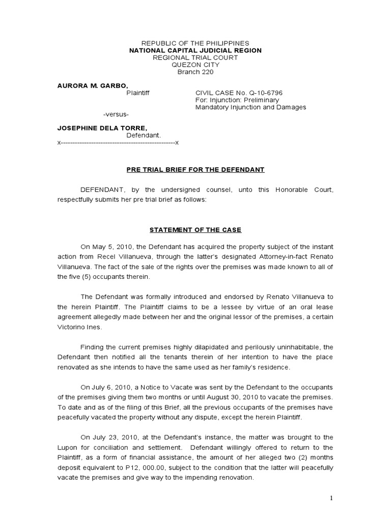 SAMPLE PRETRIAL BRIEF Información del Gobierno Jerga