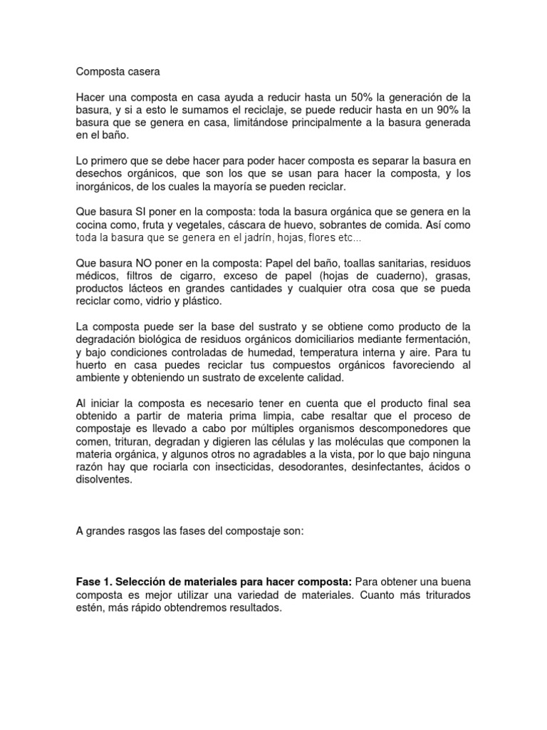 Composta Casera | PDF | Compost | Residuos