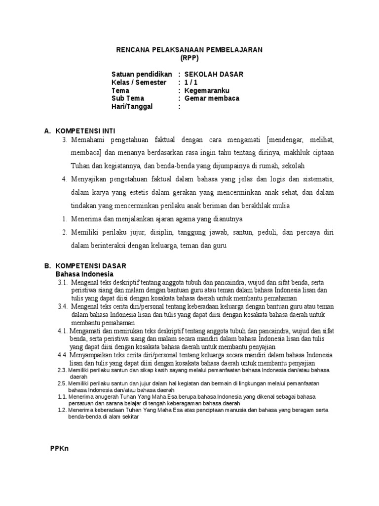 Rpp Tema 2 Sub Tema 2 Pb 5 1