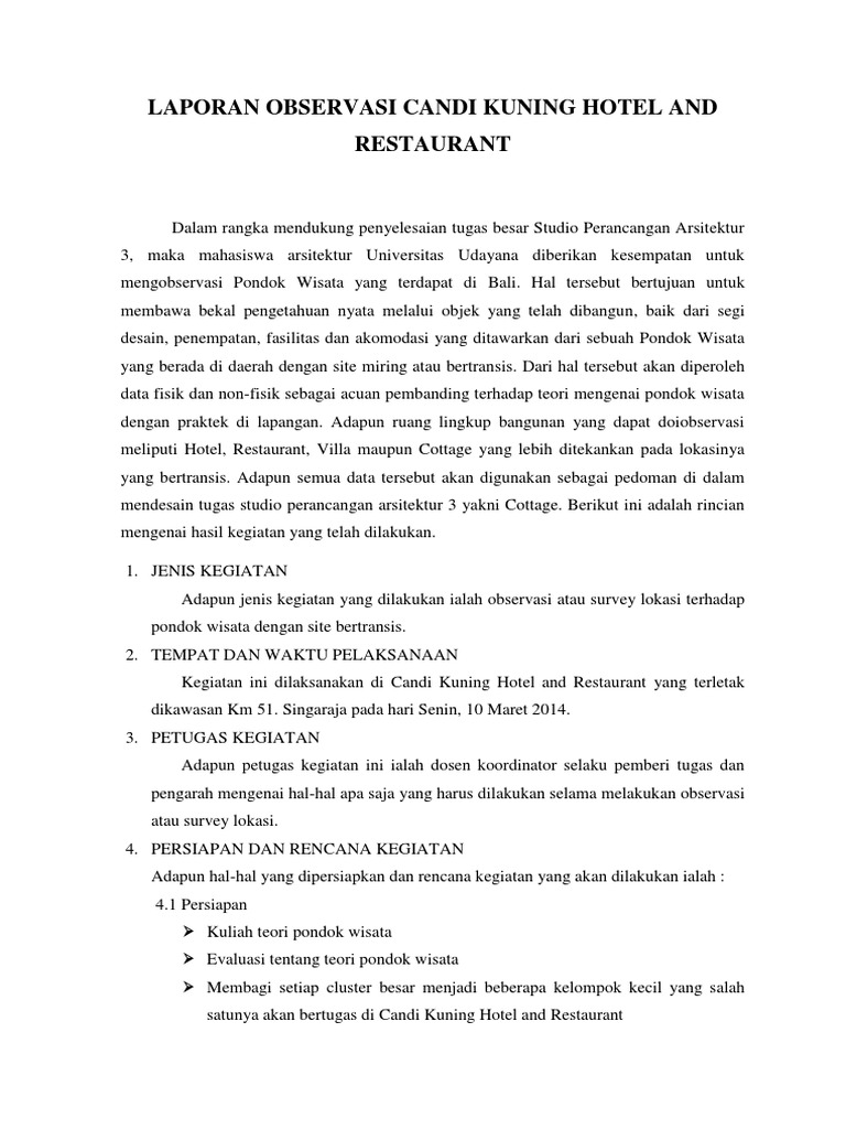 Laporan Candi Kuning Villa Docx