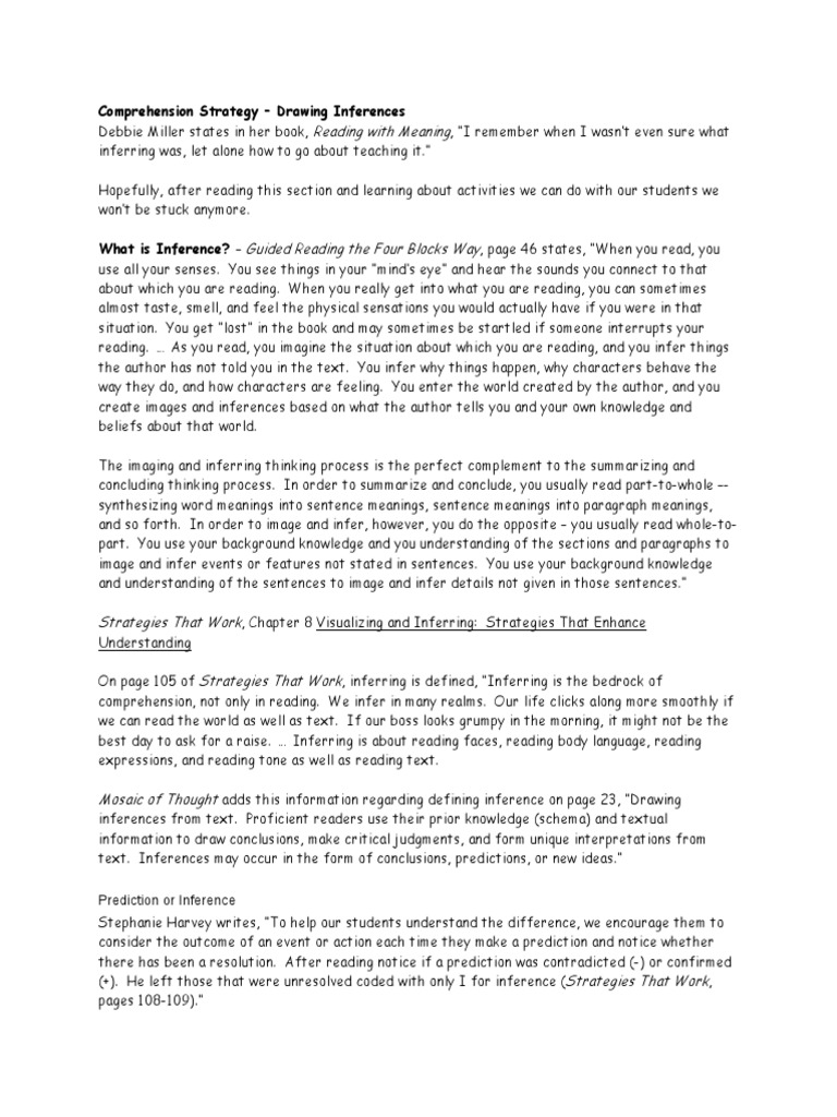 Teaching Predictions vs. Inferences | PDF | Reading Comprehension ...
