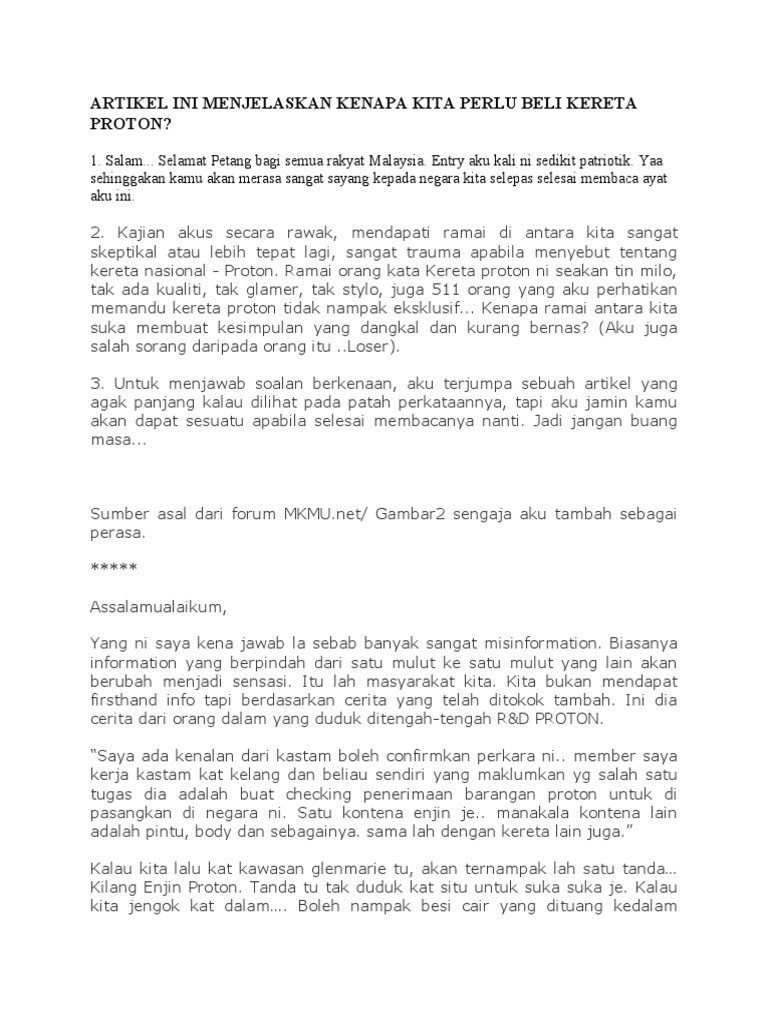 Artikel Ini Menjelaskan Kenapa Kita Perlu Beli Kereta Proton
