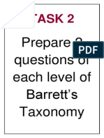 Task 2: Prepare 2 Questions of Each Level of Barrett's Taxonomy