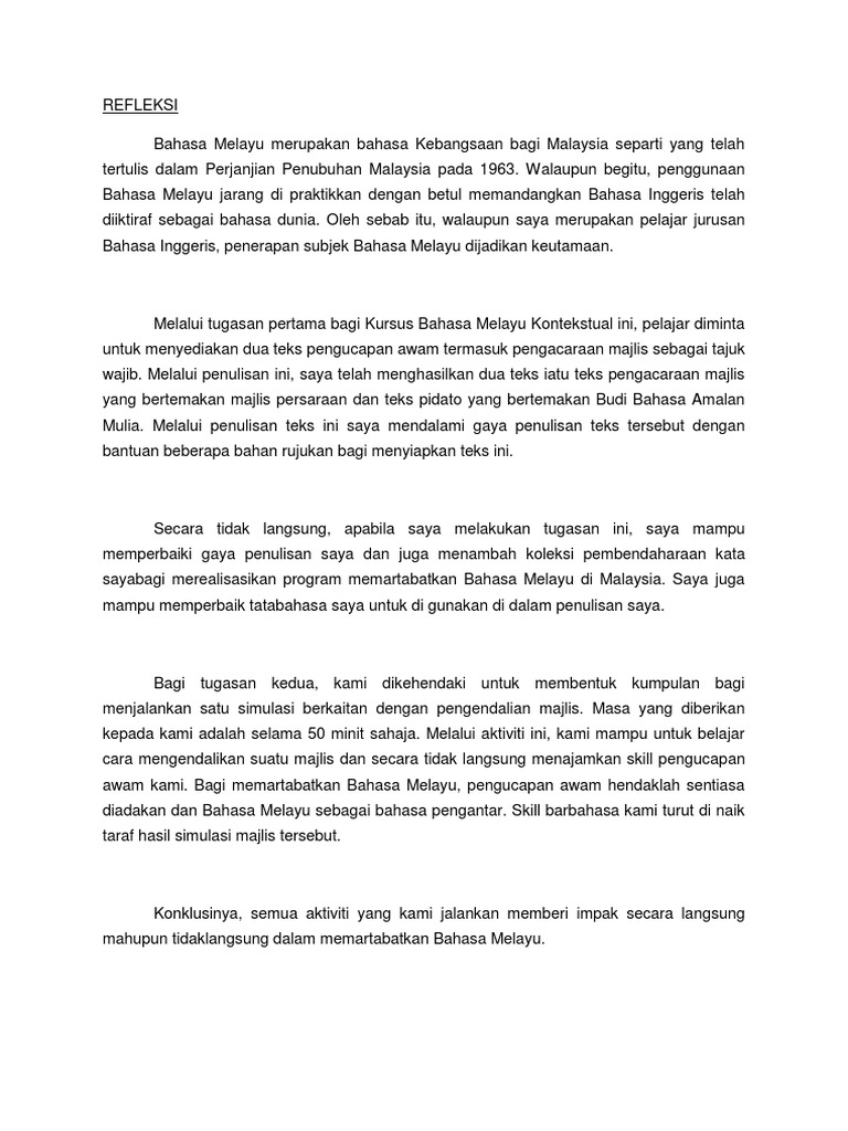 Contoh Refleksi Pdf