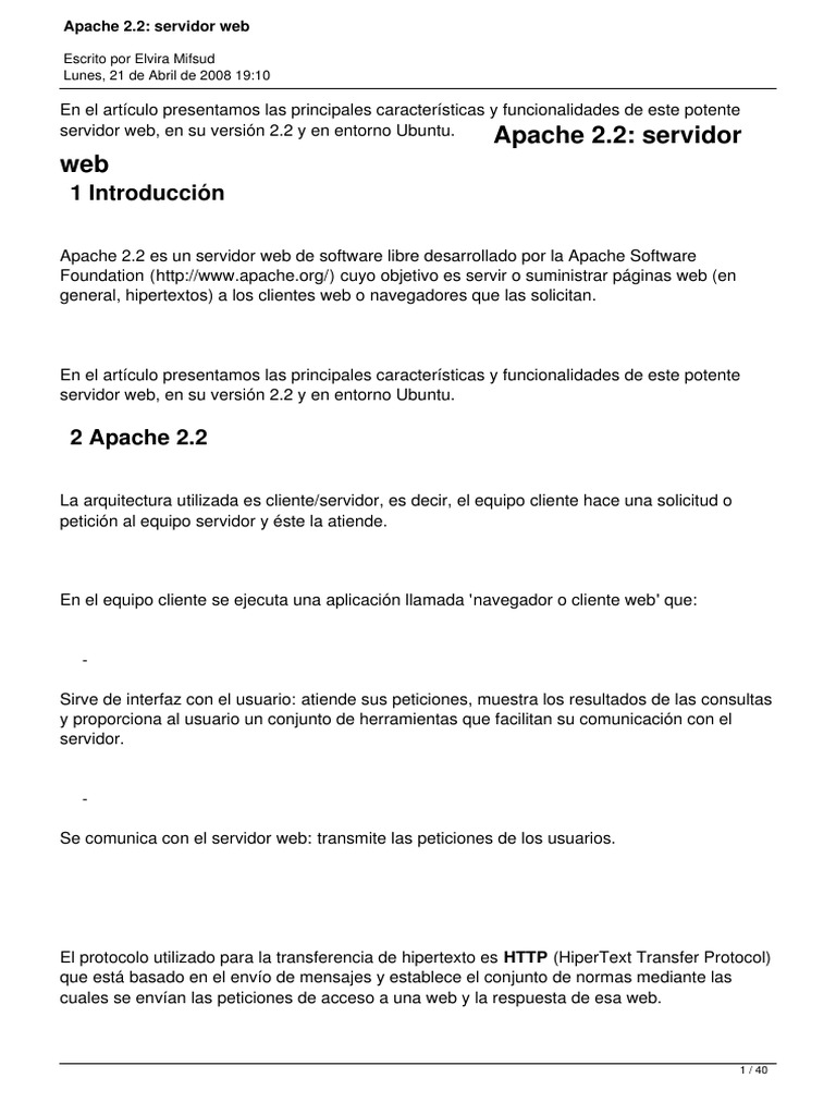 Características de Apache 2.2 en Ubuntu | PDF | Servidor HTTP Apache ...