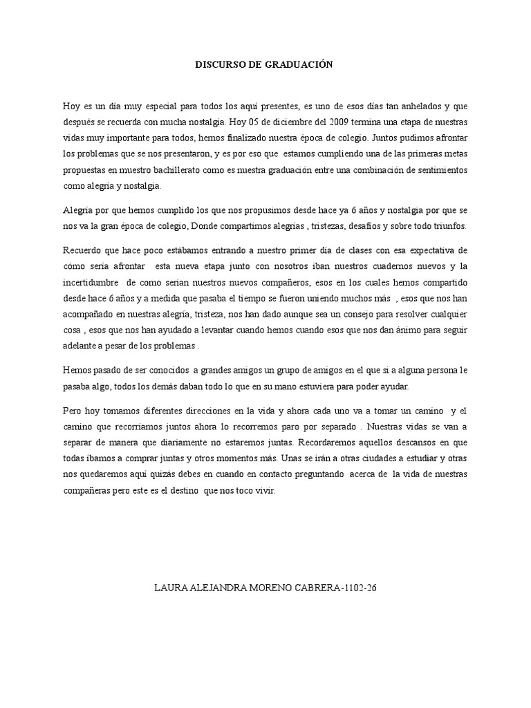DISCURSO DE GRADUACIÓN