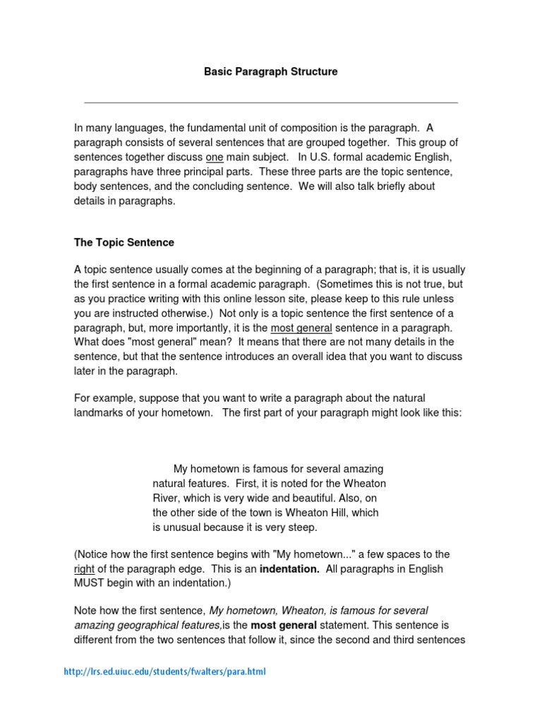 Basic Paragraph Structure Paragraph Sentence Linguistics
