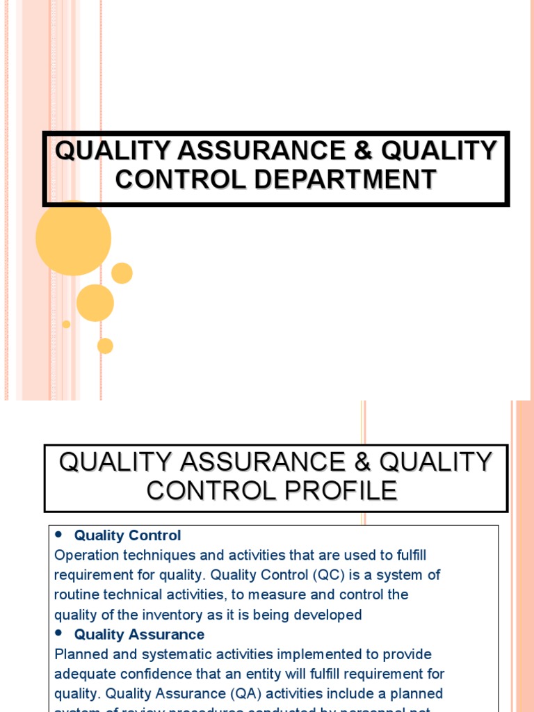 Quality Assurance & Control Overview | PDF | Quality Assurance ...