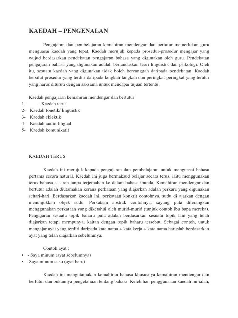 Teknik Pengajaran Kemahiran Lisan Pdf