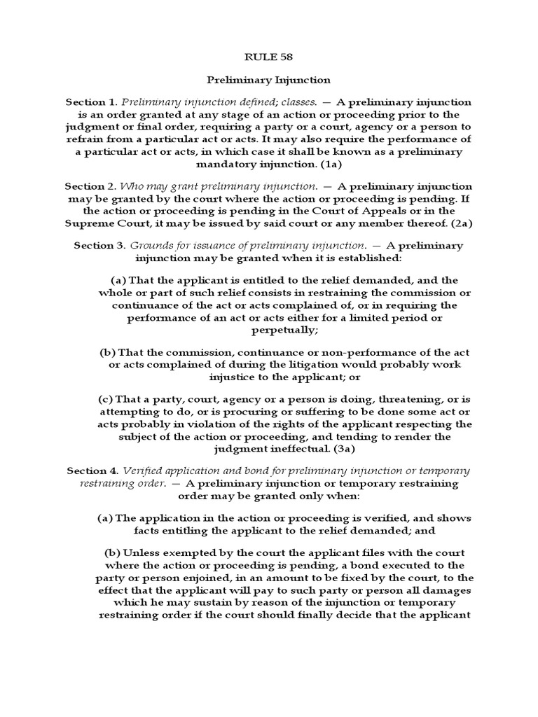 Understanding Preliminary Injunctions | PDF | Injunction | Surety Bond