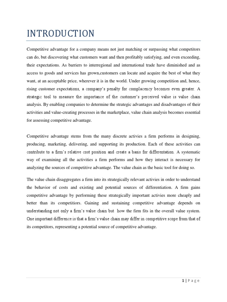 Value Chain Analysis for Competitive Advantage | PDF | Competitive ...