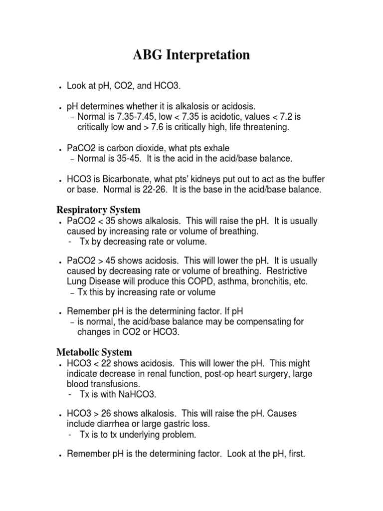 ABG Analysis: Acidosis vs Alkalosis | PDF