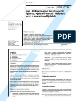 NBR 13796 (Abr 1997) - Água - Determinação de Nitrogênio Orgânico, Kjeldahl e Total - Métodos Macro e Semimicro Kjeldahl