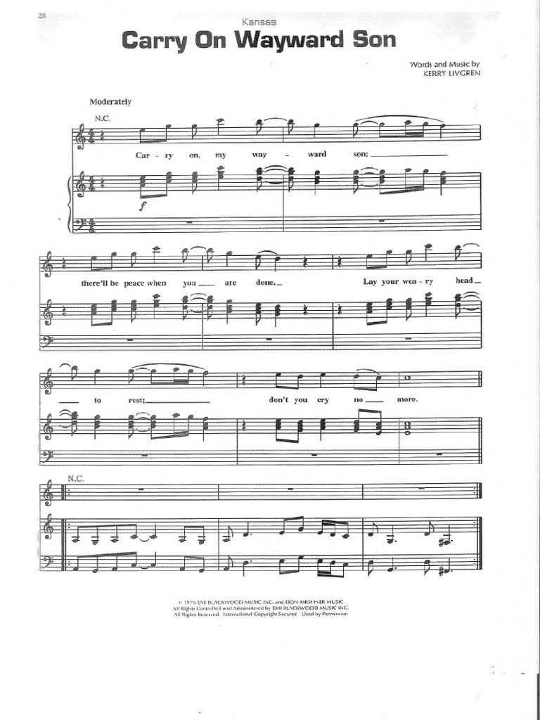 Kansas Carry On My Wayward Son Tabs