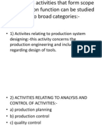 Production Function Activities Analysis & Control