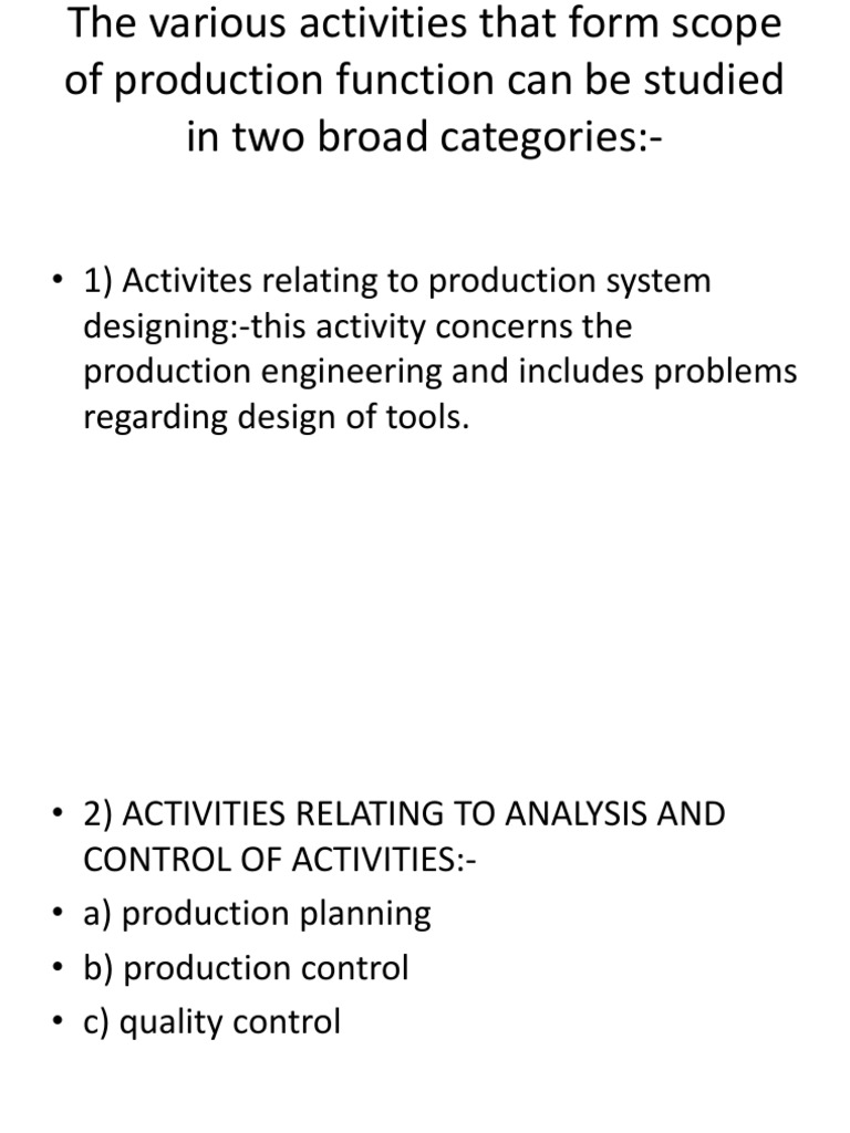 Production Activities Overview | PDF