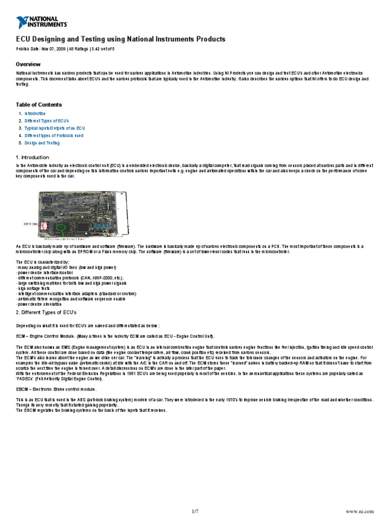 ECU Designing and Testing Using National Instruments Products | PDF ...