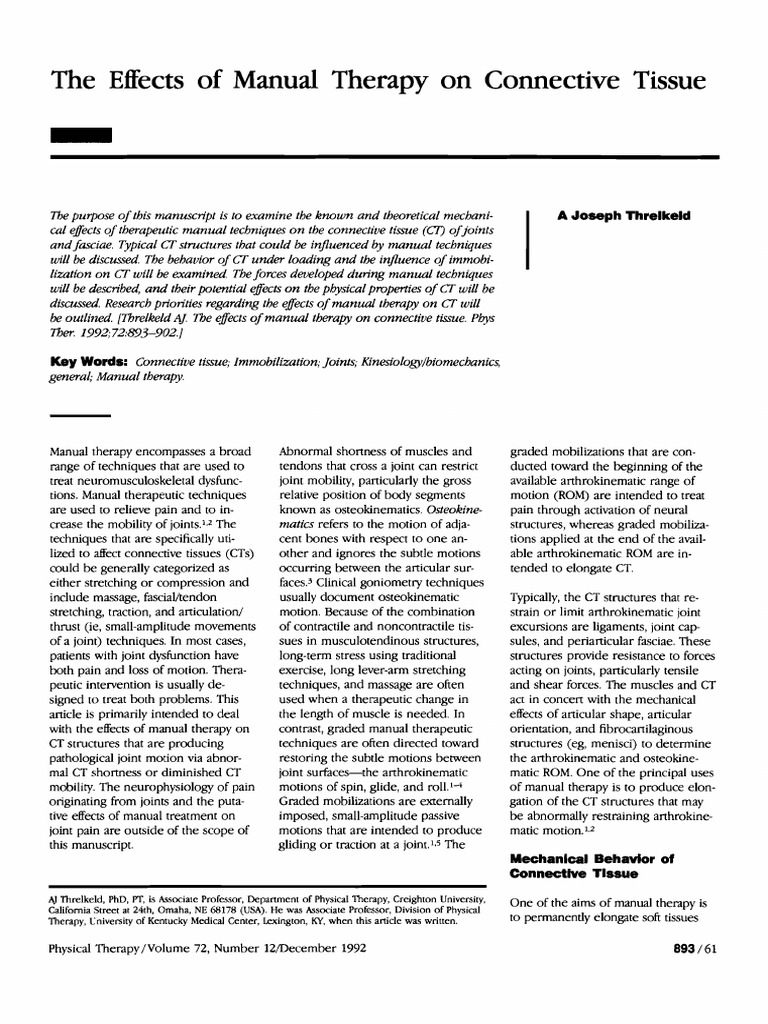 893 Effects of Manual Therapy Connective Tissue PDF PDF Tendon Knee