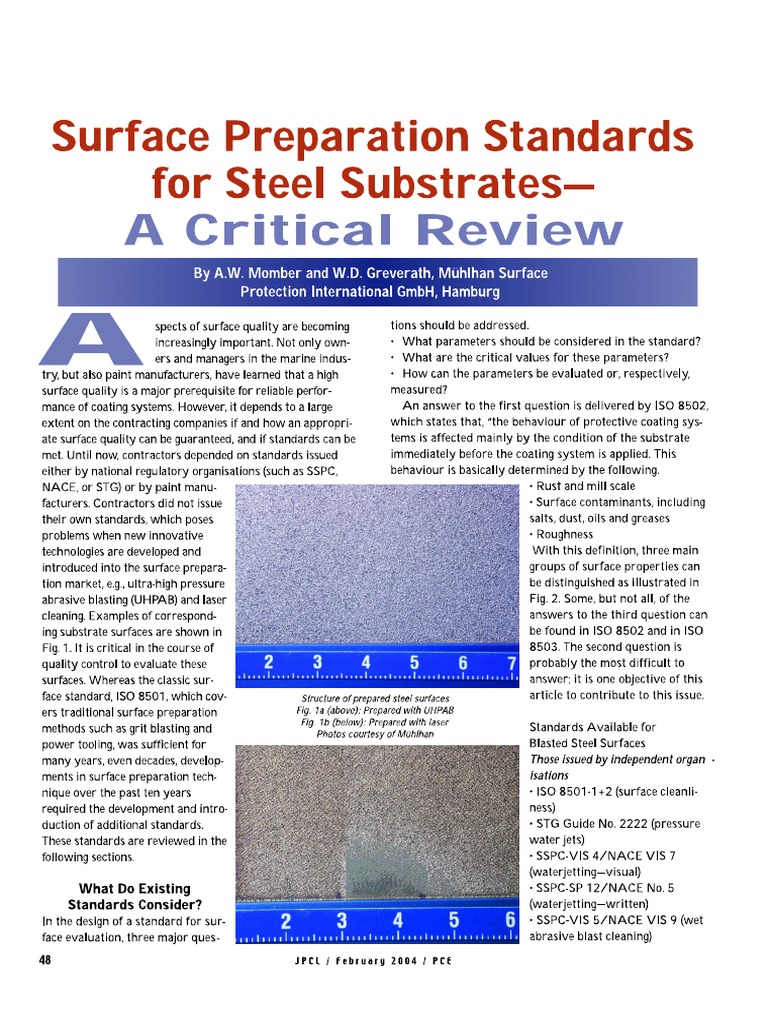 Surface Preparation Standards For Steel Substrates | PDF