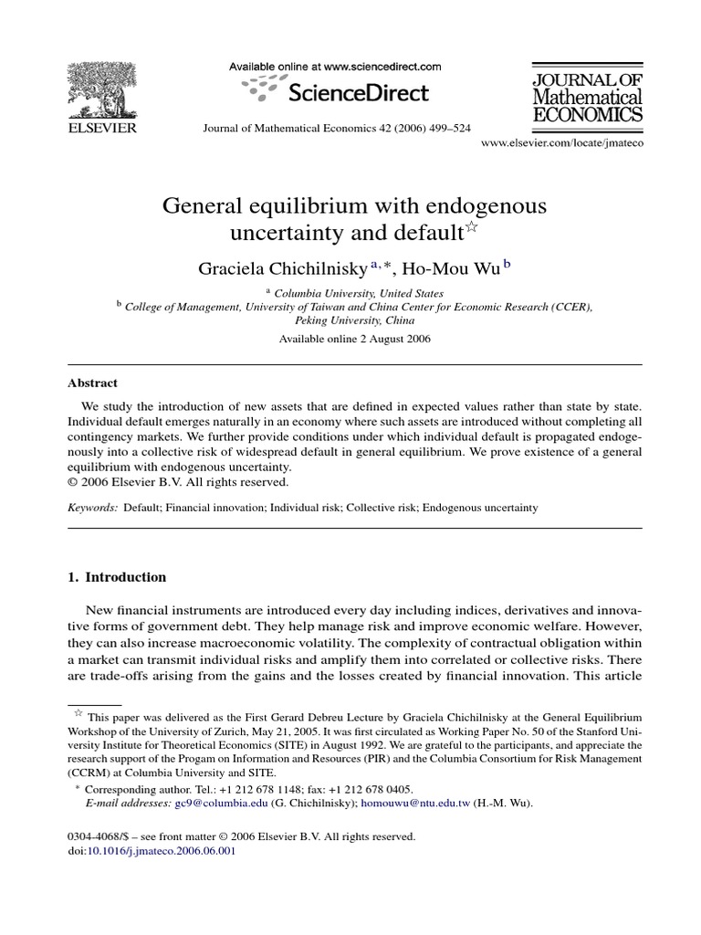 General Equilibrium With Default | PDF | General Equilibrium Theory ...