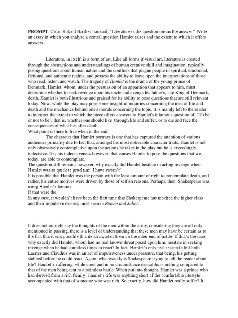 Short essay on hamlet image