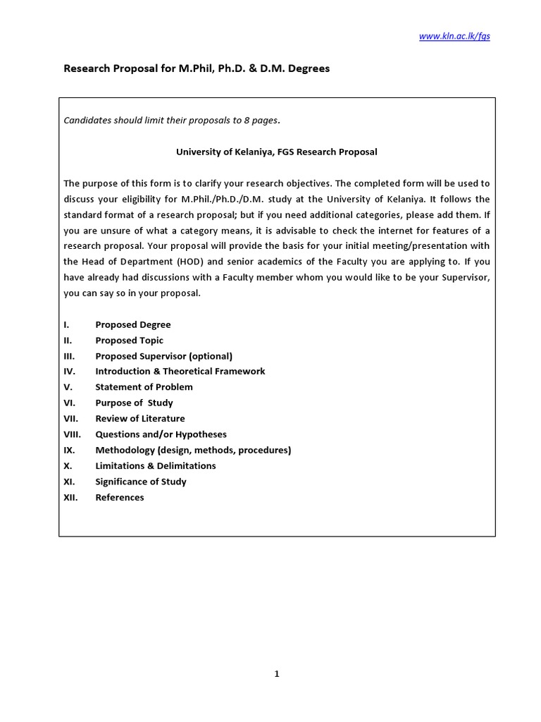 M.Phil/Ph.D./D.M. Research Proposal Guidelines | PDF