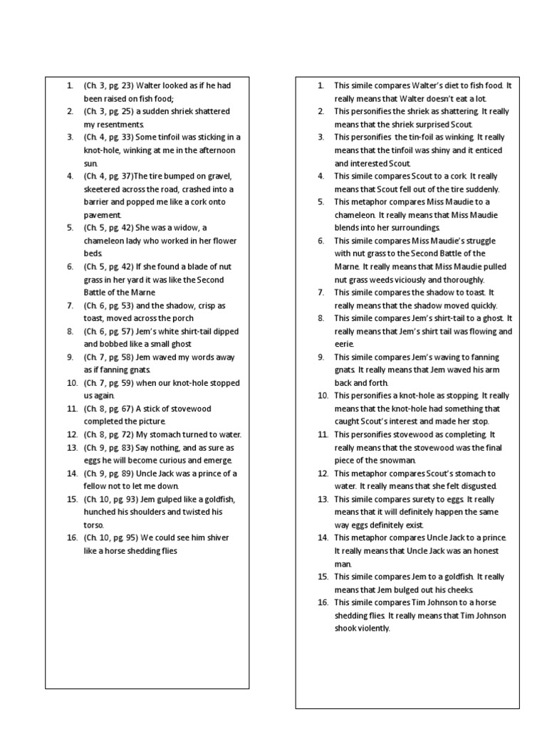 To Kill a mockingbird Double entry notes; Chapters 310