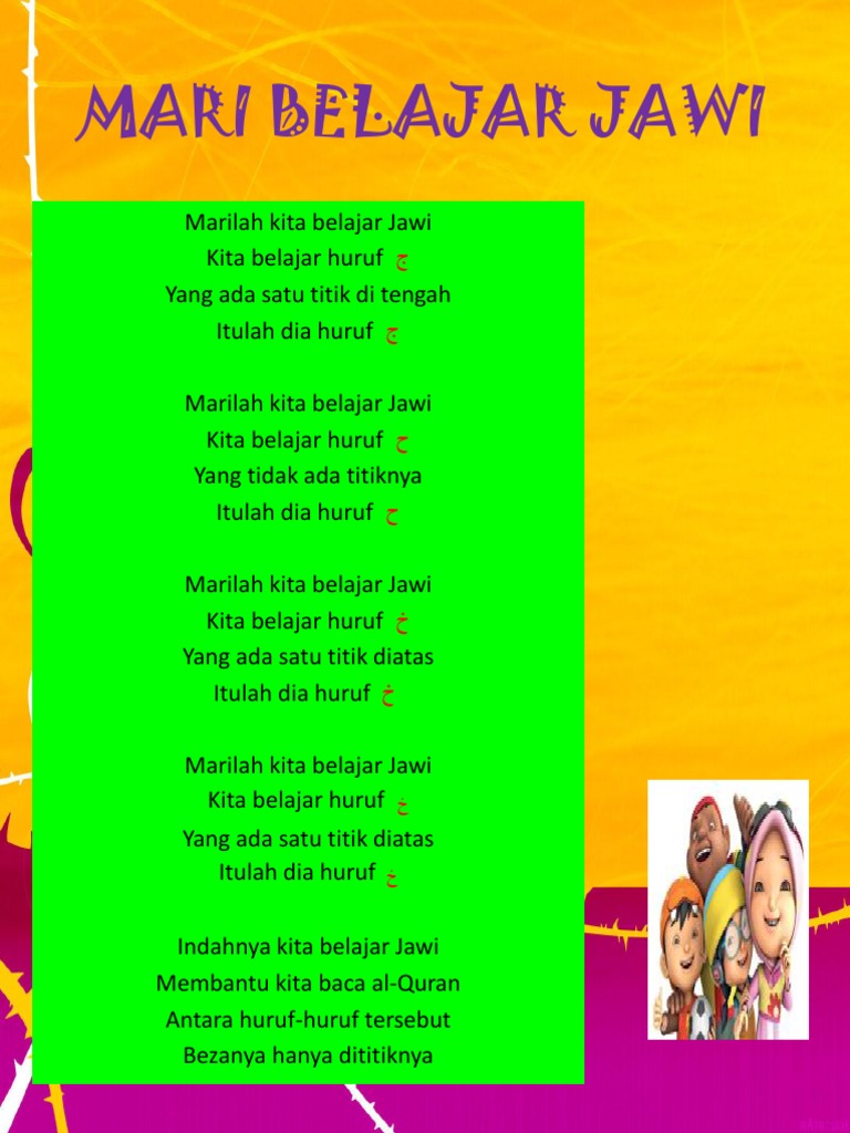 Ppt Lagu Mari Belajar Jawi