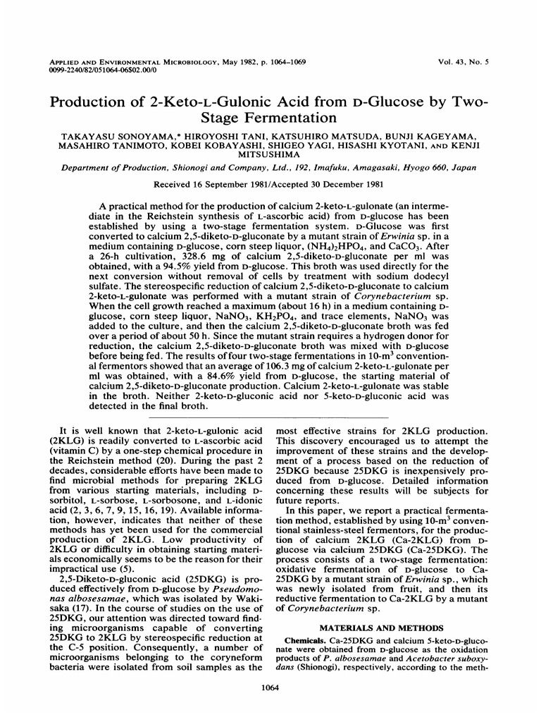 Two Stages Fermentation of vitamin c Glucose Fermentation