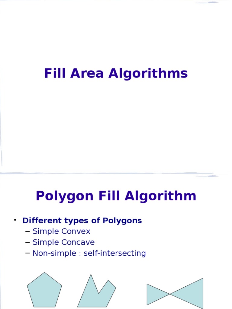 Polygon: Area Fill Algorithms | PDF | Polygon | Discrete Mathematics
