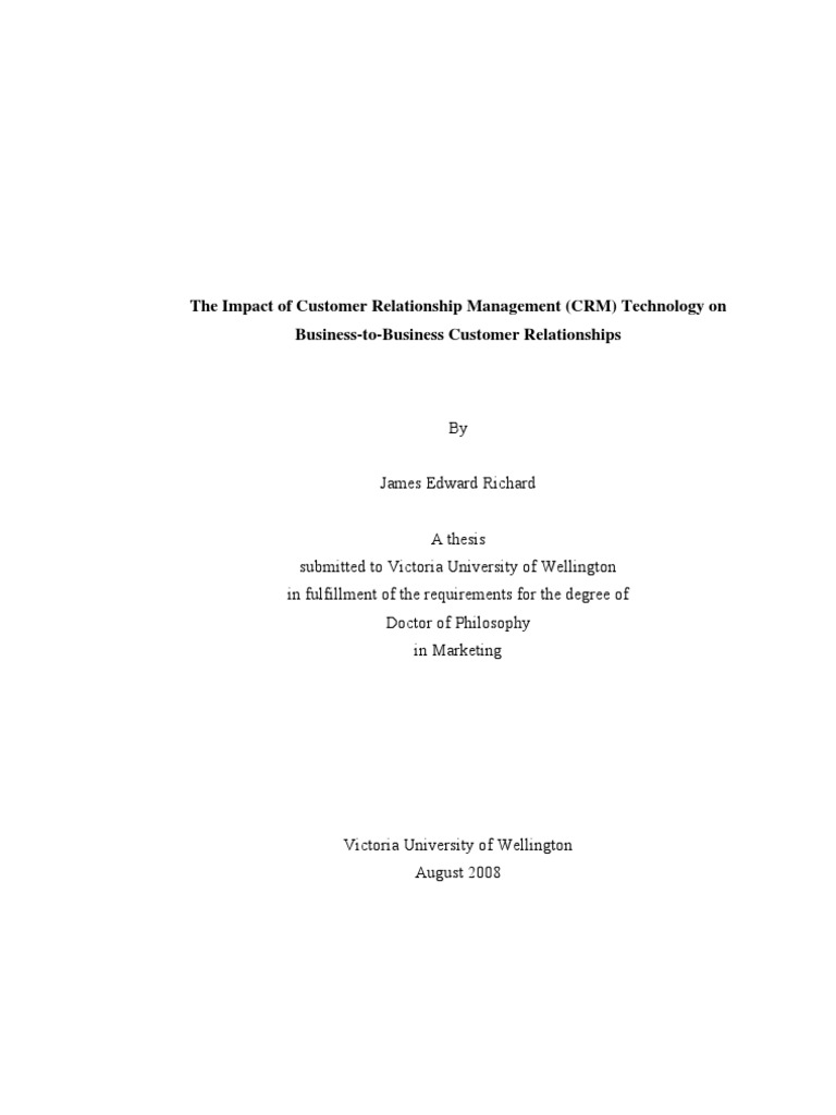 Customer relationship management sample thesis