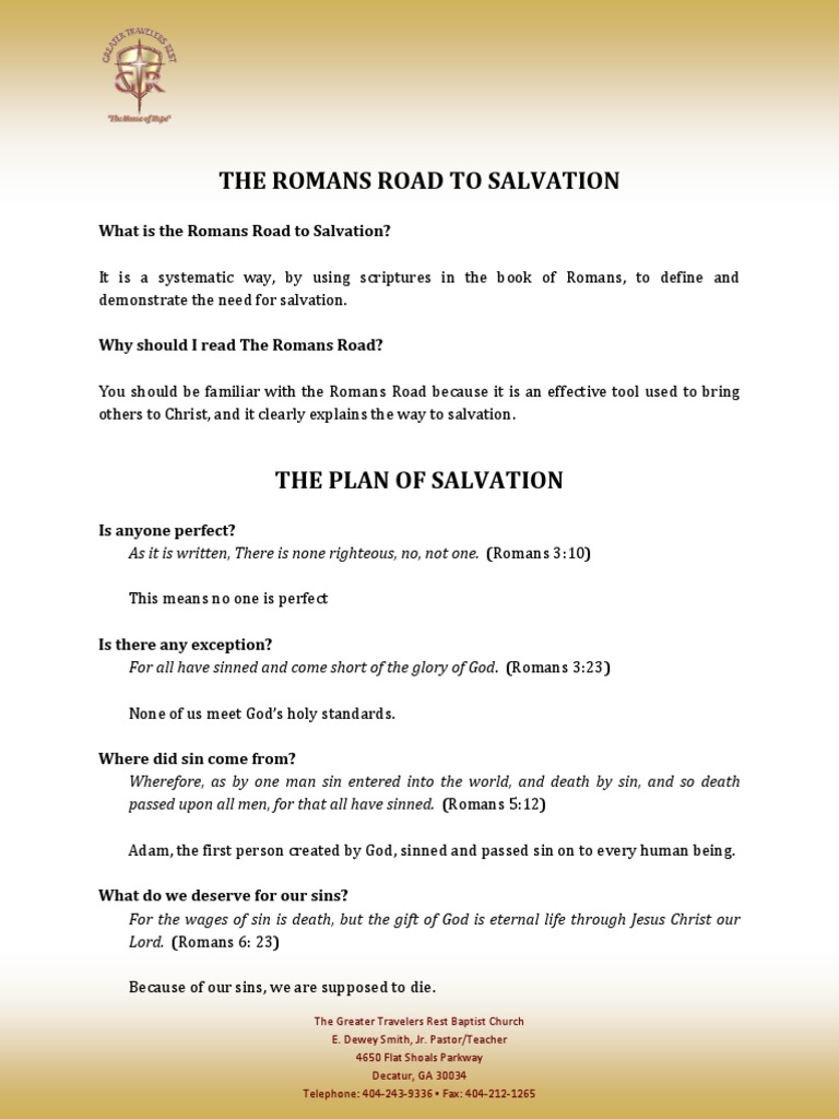 The Romans Road to Salvation Guide | PDF | Epistle To The Romans | Sin