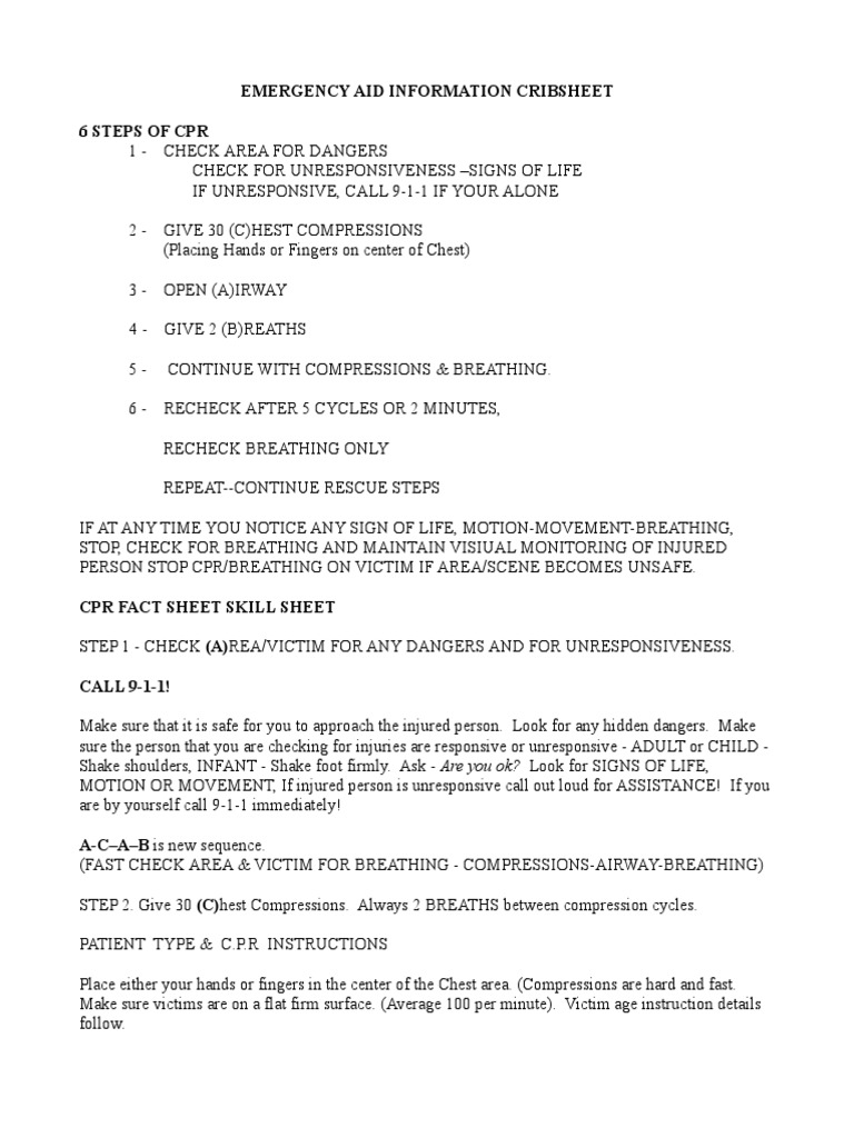 Emergency Aid Information Cribsheet PDF Hyperthermia