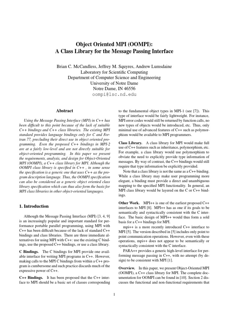 OOP Message Passing Interface C++