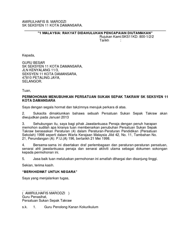 Dokumen Penubuhan Kelab Persatuan Pdf