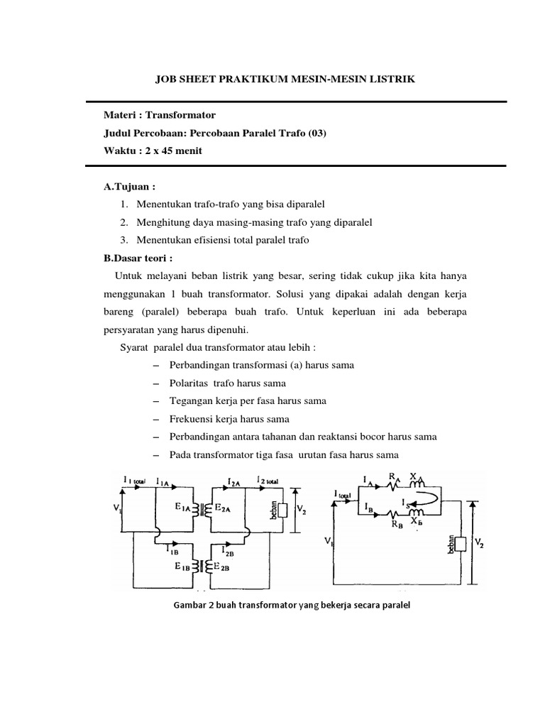 Laporan Paralel Trafo