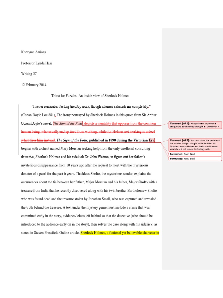 Sherlock holmes book review essay picture