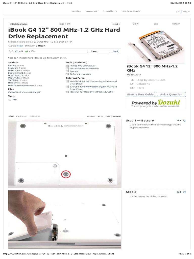 iBook G4 Hard Drive Replacement Guide | PDF | Hard Disk Drive ...