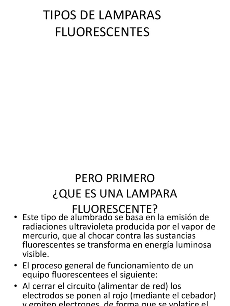 Tipos de Lamparas Fluorescentes PDF Lámpara fluorescente