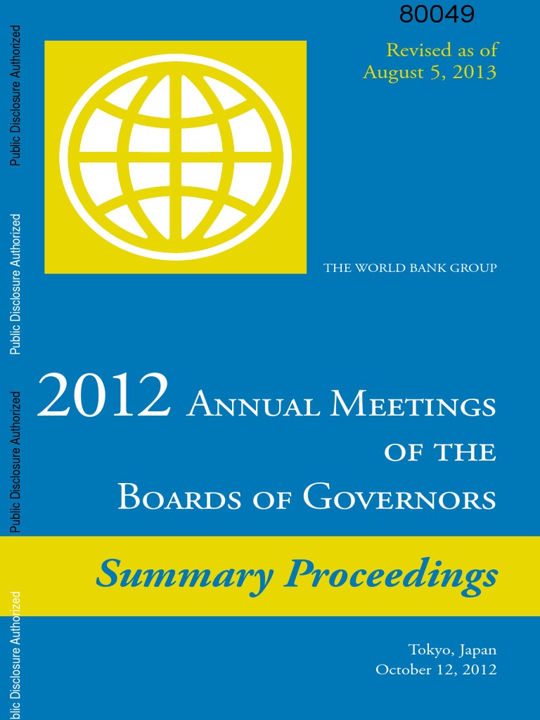 World Bank Annual Meeting of Board of Governors | PDF | World Bank | World  Bank Group