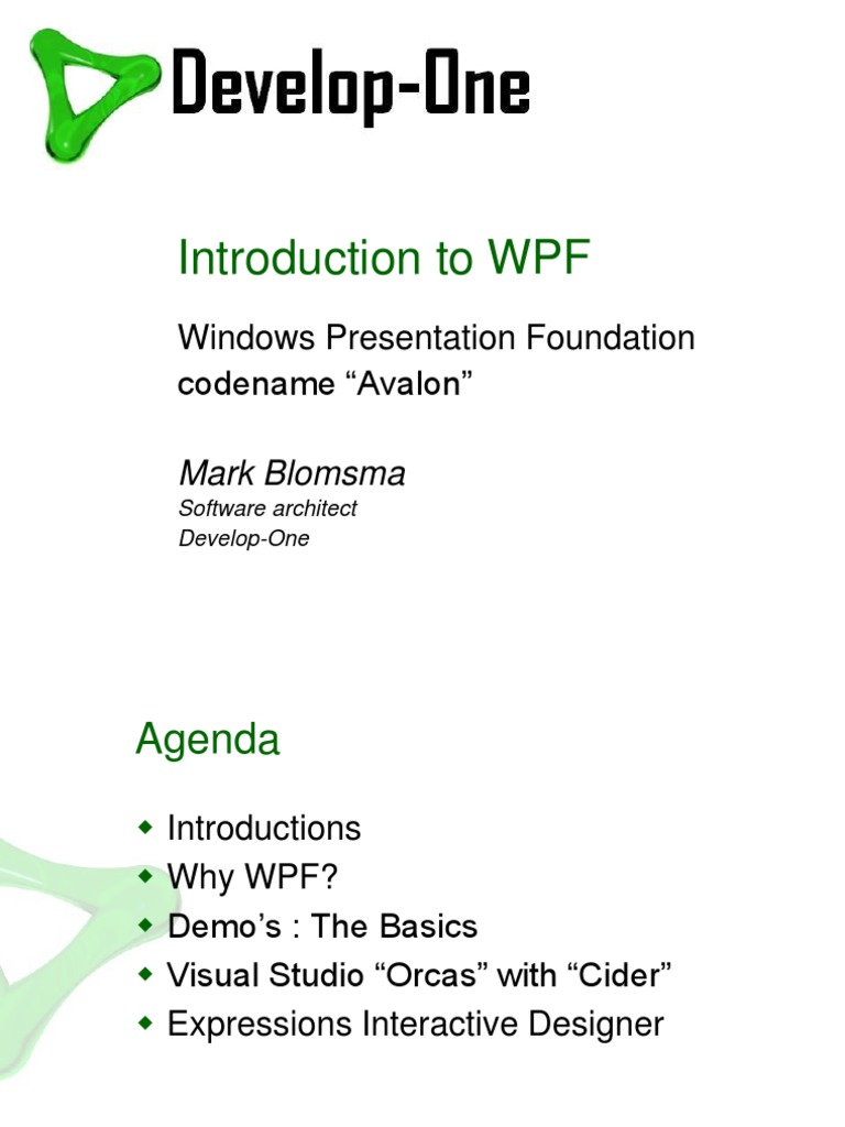 Introduction To WPF: Windows Presentation Foundation Codename 