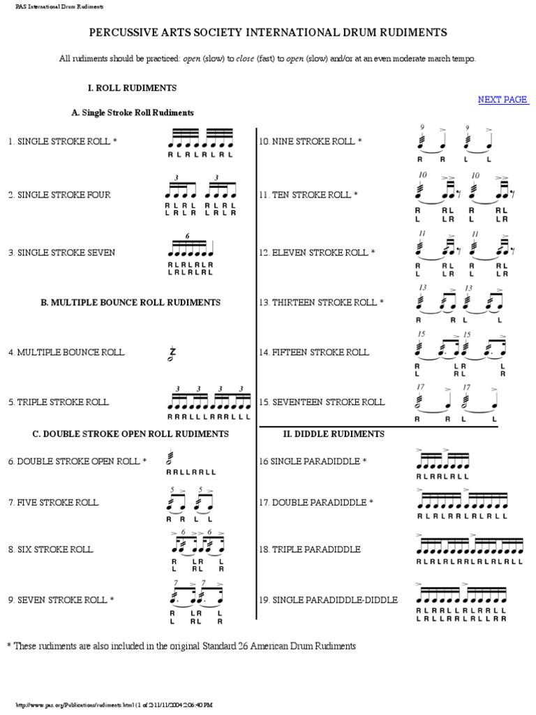 PAS International Drum Rudiments Guide | PDF