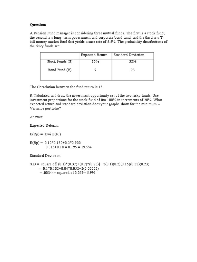 Investment Opportunity Set Analysis | PDF | Homework | Investing