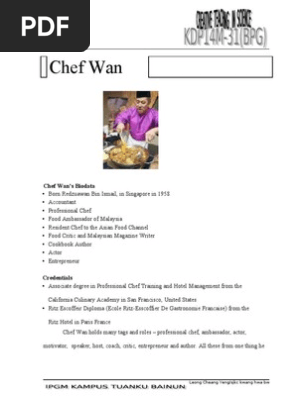Chef Wan S Biodata Born Redzuawan Bin Ismail In Singapore Pdf Foods