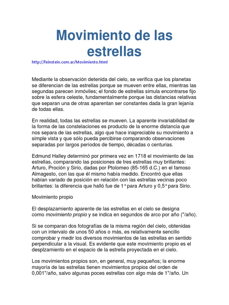 Movimiento de las Estrellas en el Cielo | PDF | Espectro ...